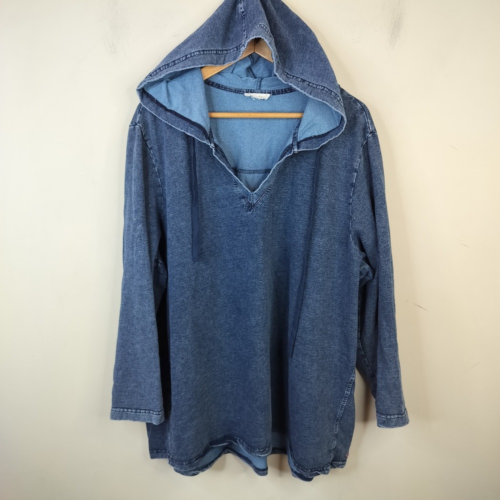 Jane and Delancey Hoodie 2X V-Neck Pleated Back Casual